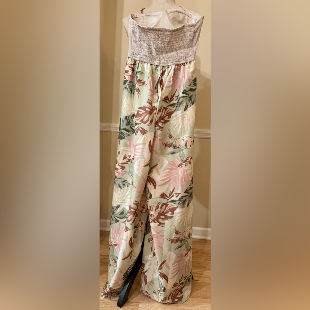 🌴 Band of the Free XS Linen Bra Top Tropical Jumpsuit | Flowy Wide Leg, XS - Picture 2 of 10